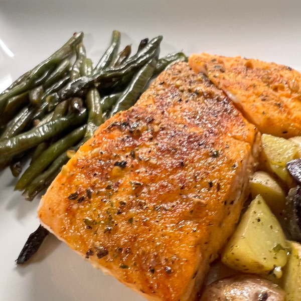 Salmon, Roasted Potatoes and Green Beans